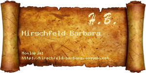 Hirschfeld Barbara névjegykártya